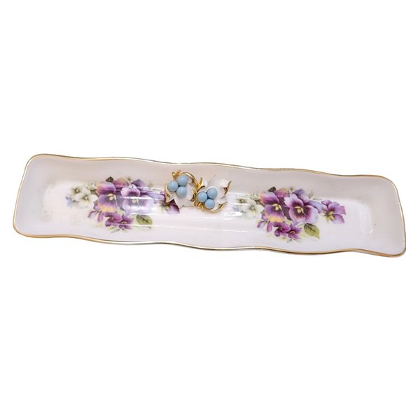 Bone China English Trinket Dish with Violets (A1957) solofficialkw.com